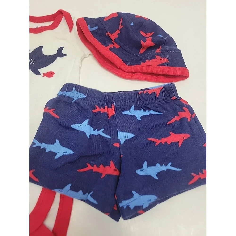 Gerber Boy's Shark Onesie‎ 3-Pack Blue Newborn